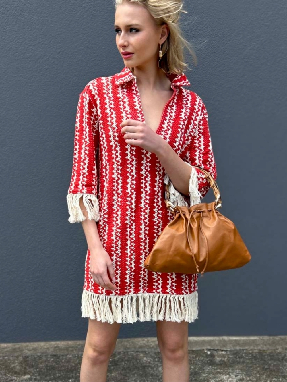 OAS Red Scribble Aya Net Beach  Dress